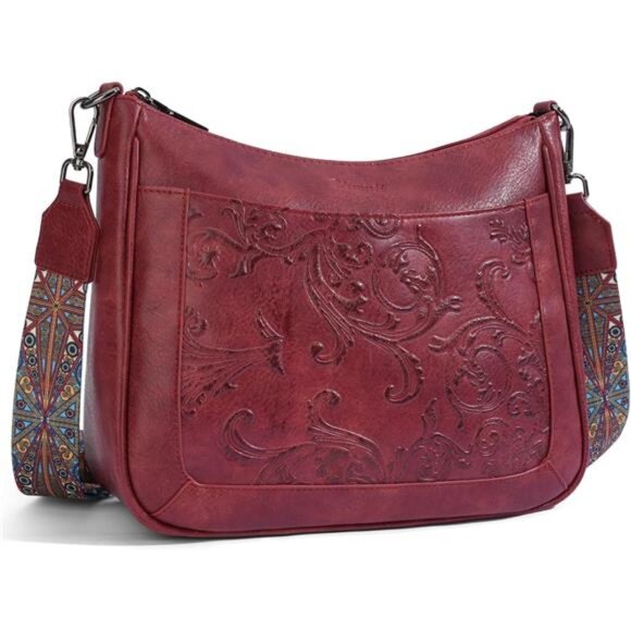 Crossbody Bags, Vegan Leather with Adjustable Strap Red - Picture 1 of 6